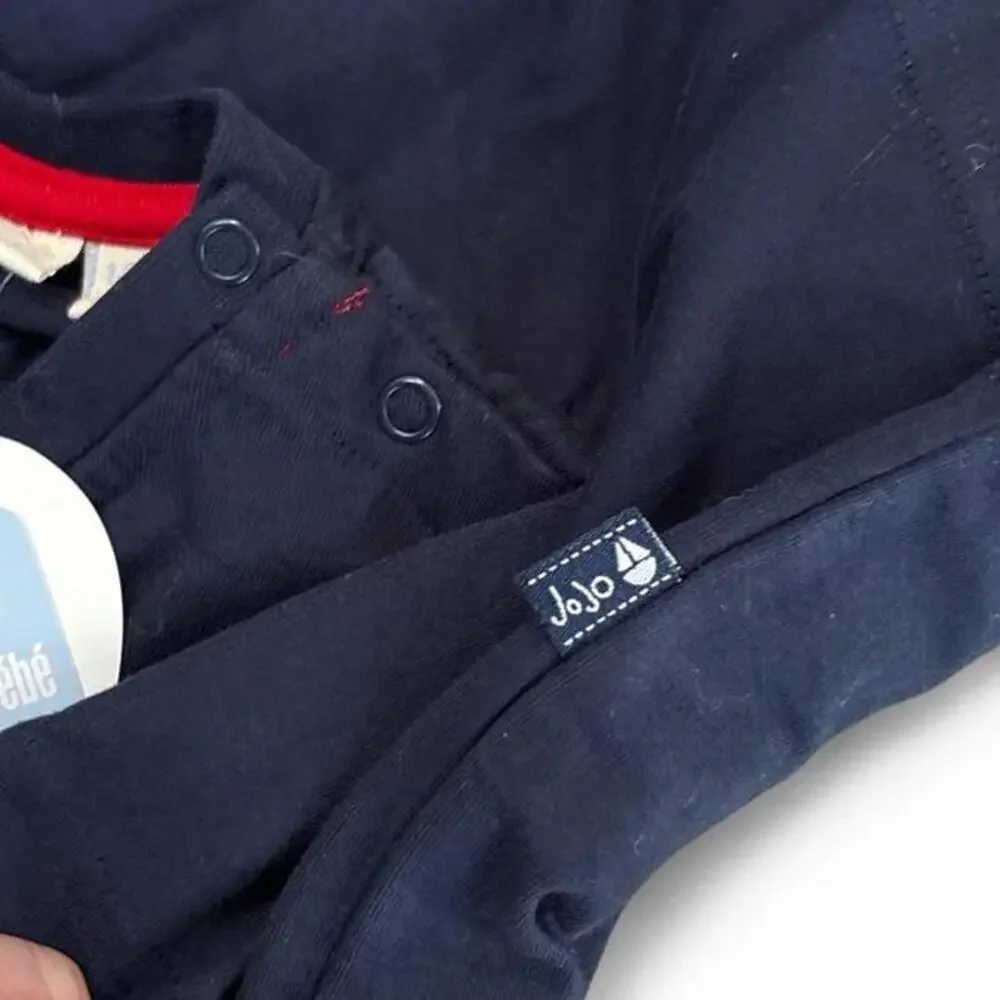 JoJo Maman Bebe Baby London Bus Outfit Set 1-2 Yr NWT Navy, White & Red Stripes